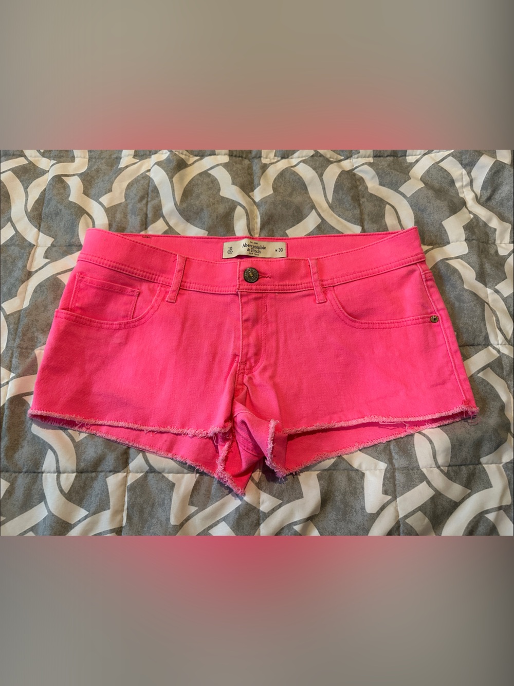Abercrombie & Fitch Neon Pink Denim Cutoff Shorts